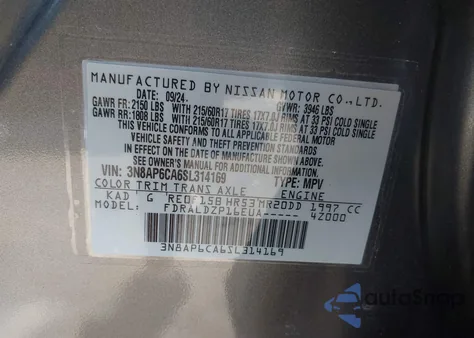 2025 Nissan Kicks Sv Fwd from USA, damaged, VIN 3N8AP6CA6SL314169